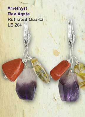 Amethyst Red Agate Earring